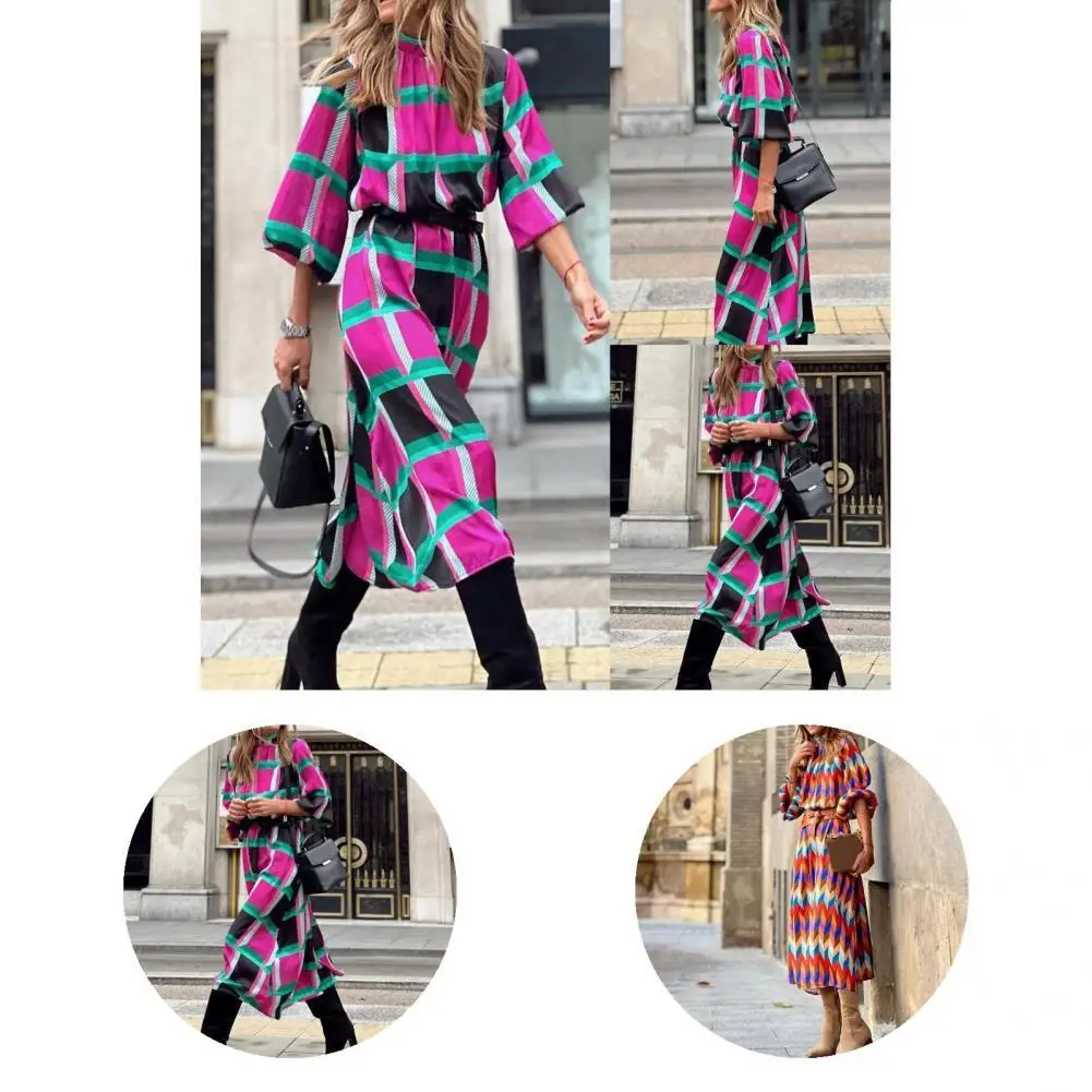 

Women Dress Popular Streetwear Vintage Print Temperament Slim-fitting Dress for Party Midi Dress Long Dress