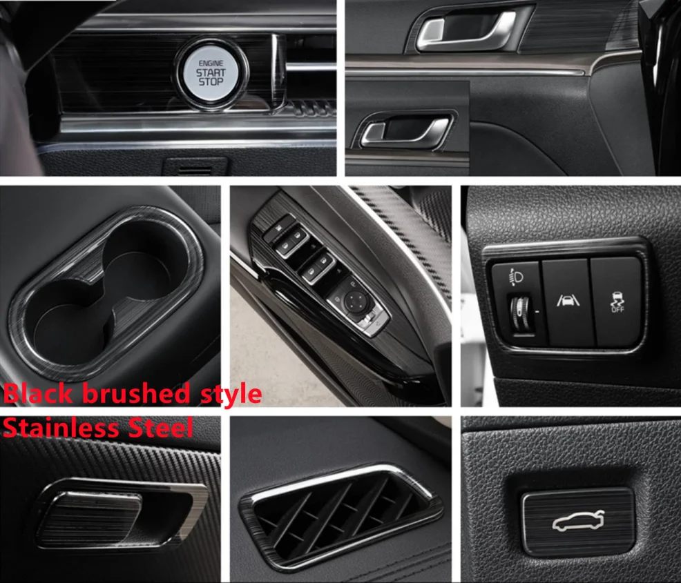 

For KIA Optima / K5 GT 2020 - 2022 Accessories Handle Bowl Water Cup Holder Co-pilot Glove Box Sequin Cover Trim