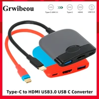3 in 1 type c to hdmi compatible usb 3 0 charging adapter usb c 3 1 hub adapter for mac air pro huawei mate10 samsung s8 plus