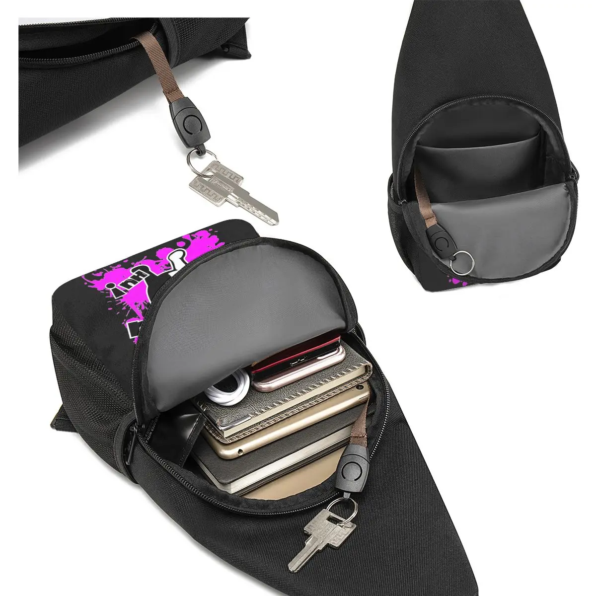 Фото Monokuma Danganronpa - Puhuhuhu Chest Bag, мужская сумка-слинг через плечо, рюкзак для путешествий и походов, сумка на одно плечо №3