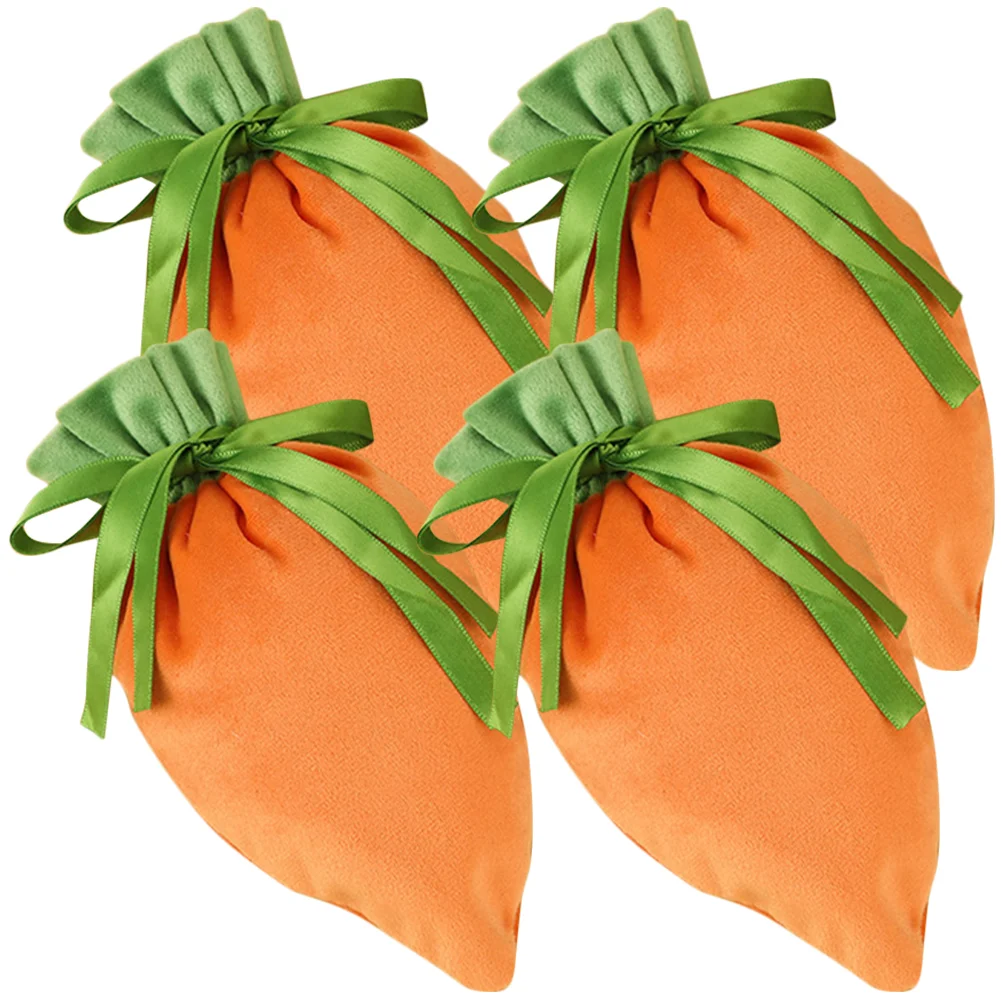 

Easter Carrot Gift Candy Treat Pouches Drawstring Wrapping Fabric Goody Pouch Party Goodie Cookie Holiday Favors Shaped Storage