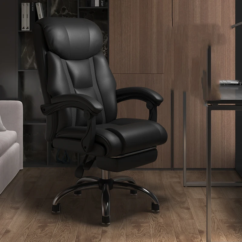 Lumbar Support Comfort Office Chair With Footrest Caster Whe