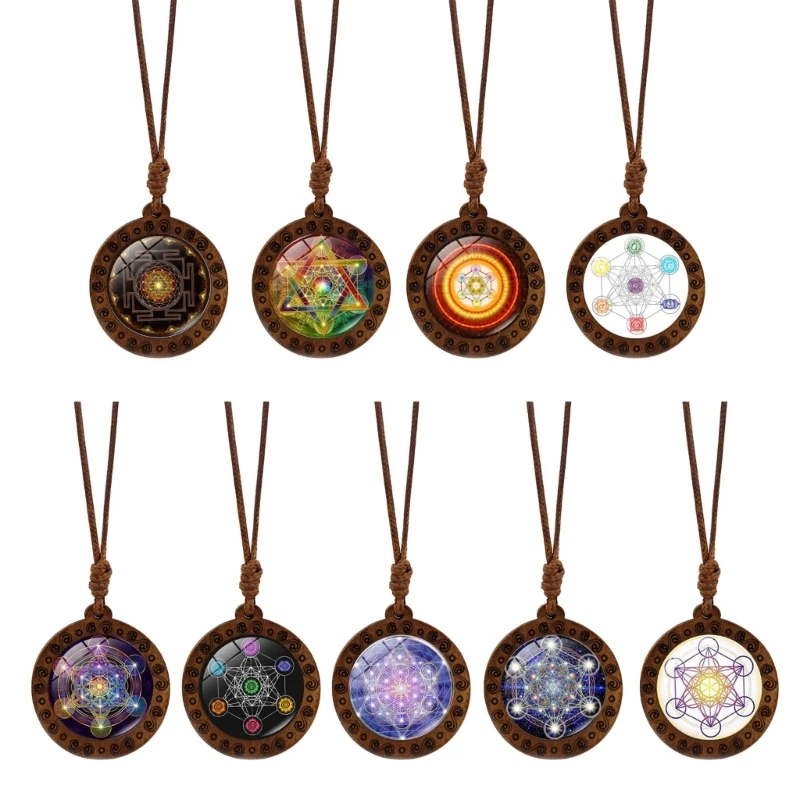 Деревянный кулон с гексаграммой ожерелье сакральная геометрия амулет Шри Янтра