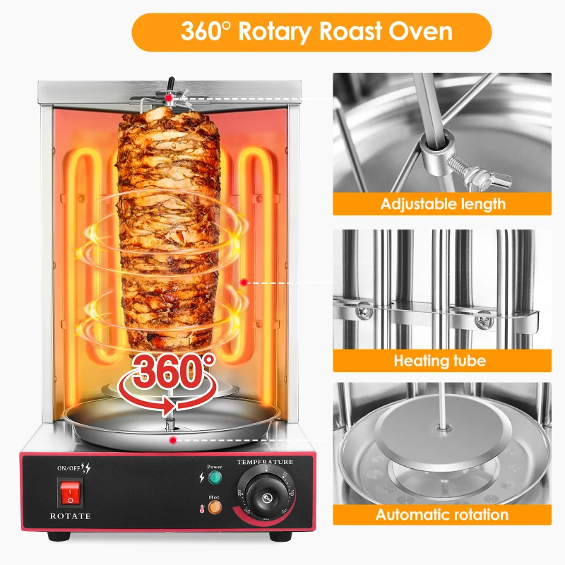 electric vertical broiler gyro grill machine 2 burner kebab machine with temperature adjustment switch steel bbq grills free global shipping