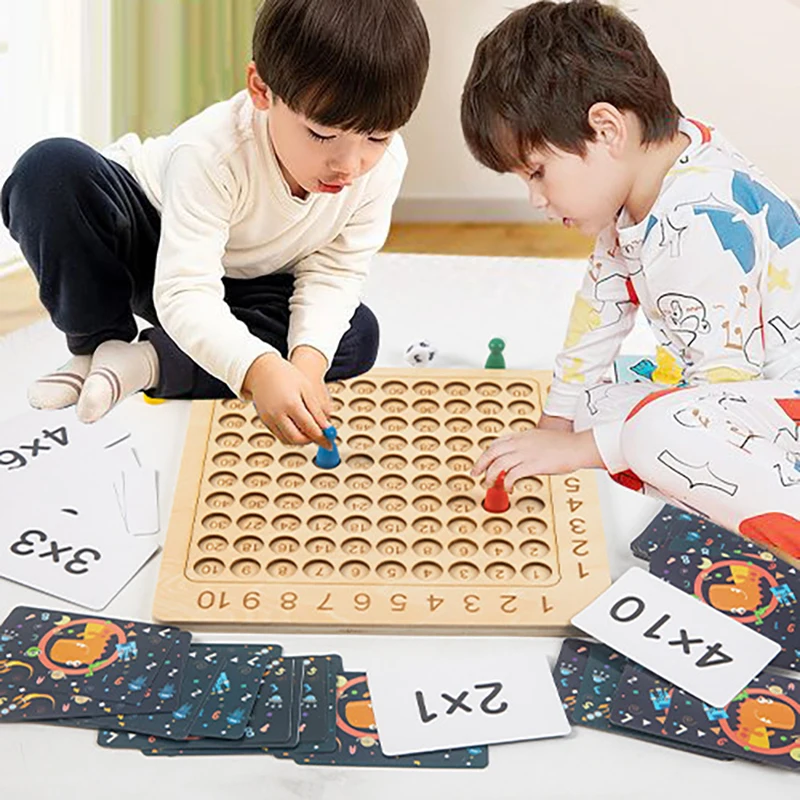 

New Montessori Wooden Multiplication Board Game Children Math Educational Toys Counting Hundred Board Interactive Thinking Game