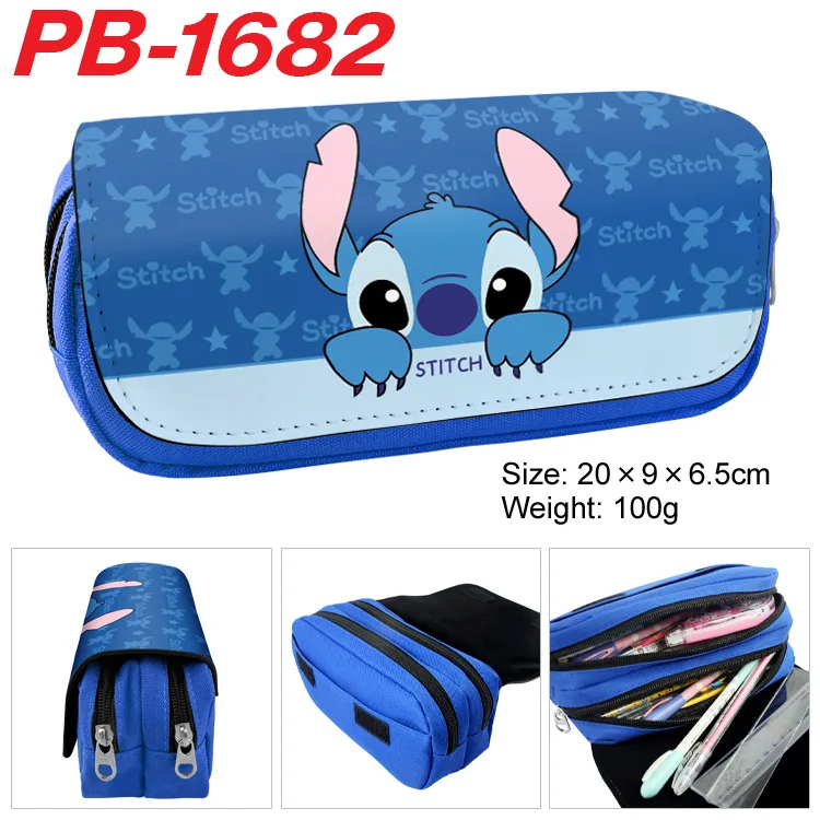 

Disney Lilo & Stitch Pen Bag Student Double Zipper Large Capacity Canvas Pen Bag Cartoon Fashion Printed Stationery Storage Box