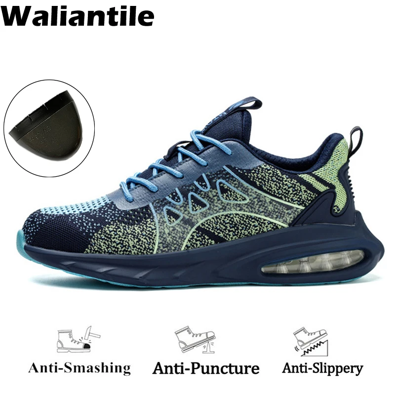 

Waliantile New Men Male Safety Work Shoes For Security Puncture Proof Working Boots Anti-smash Steel Toe Indestructible Sneakers
