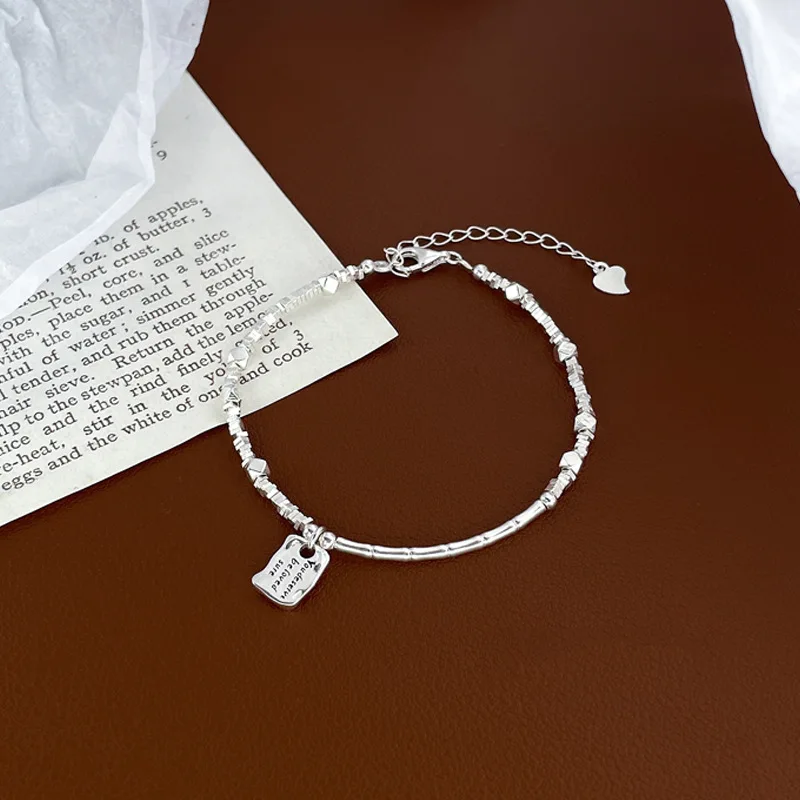 Браслет из серебра 925 пробы с сердечком для женщин 2024 модная роскошная бамбуковая