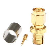 1pc new sma male plug rf coaxial connector crimp for lmr300 cable straight goldplated wholesale adapter wire terminal