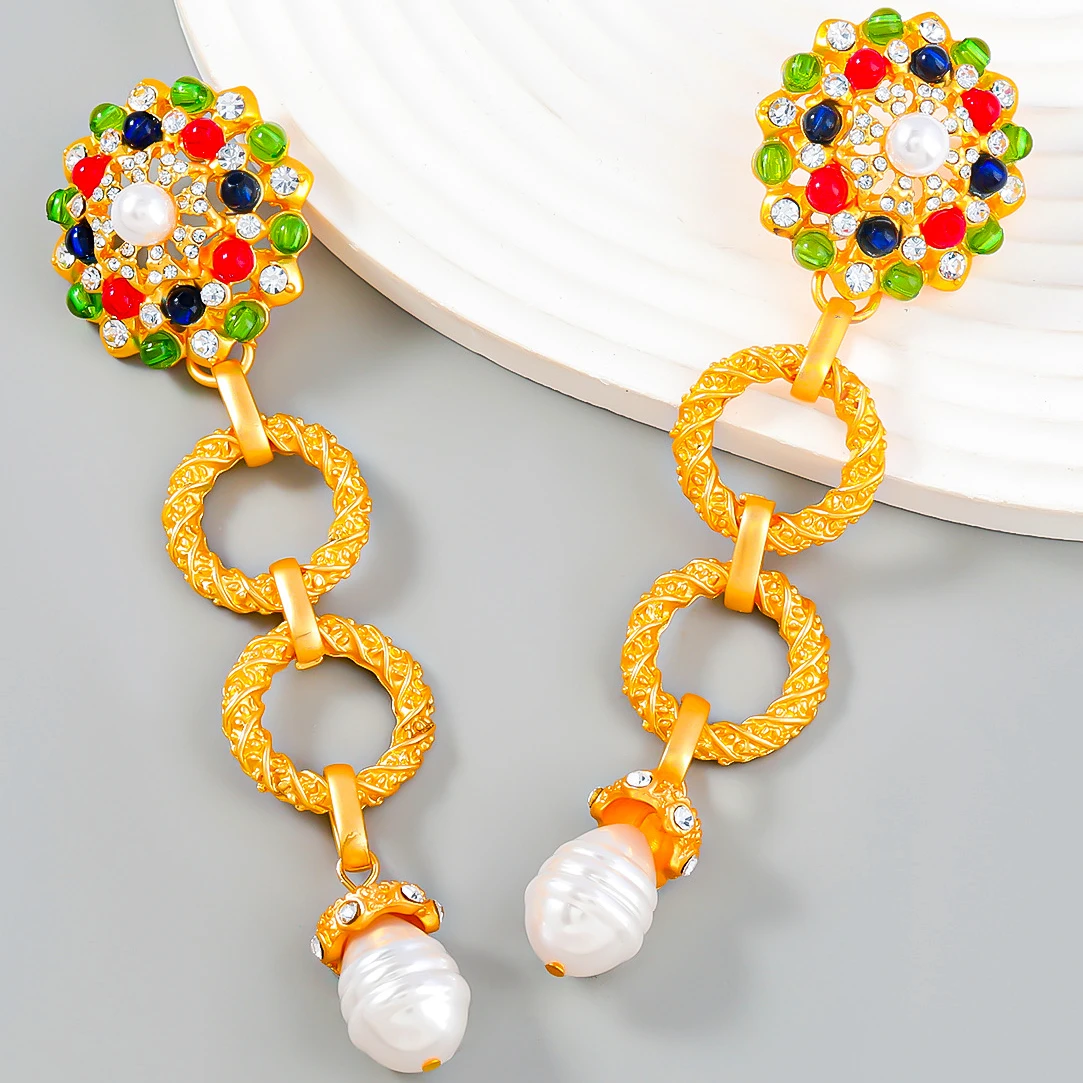 

Fashion Retro Multi-layer Round Pearl Long Earrings Wholesale