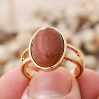 hot sell trendy simple oval design cinnabar 14k gold filled ladies ring jewelry for women birthday gifts no fade