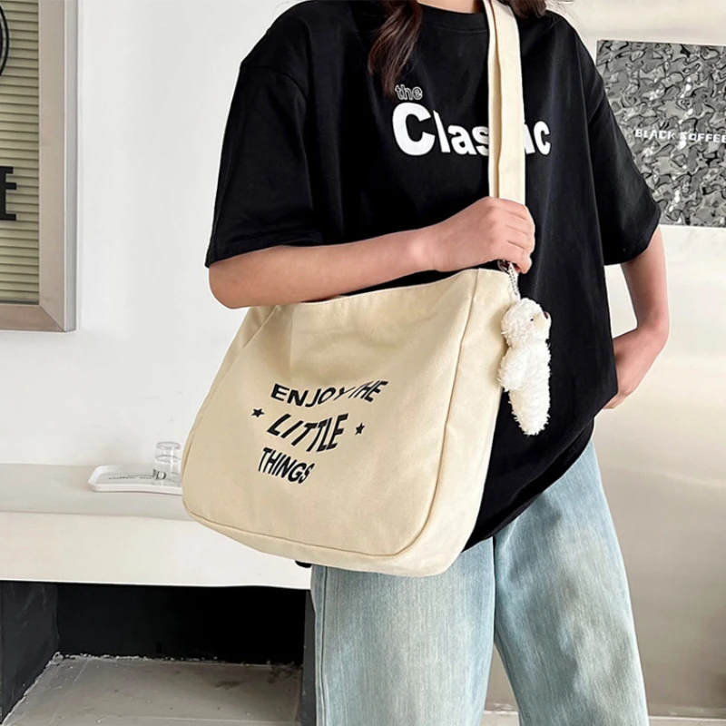 

Canvas Crossbody Bags for Women 2022 Large Zipper Shoulder Cheap Women's Bag with Free Shipping Satchel Female Student Handbag