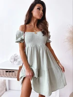 hot summer sexy women solid color backless off shoulder loose casual dress bohemian holiday beach clothing