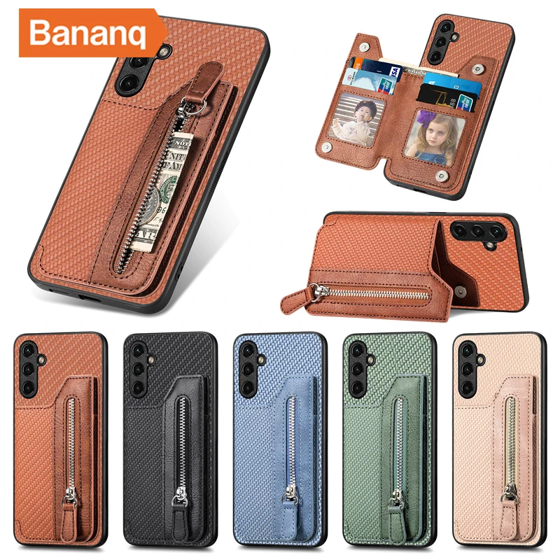 

Bananq Card Slots Wallet Case For Samsung S23 S22 S21 FE S20 S10 S9 S8 Plus Note 20 Ultra Cover For Galaxy A14 A54 A71 4G A51 5G