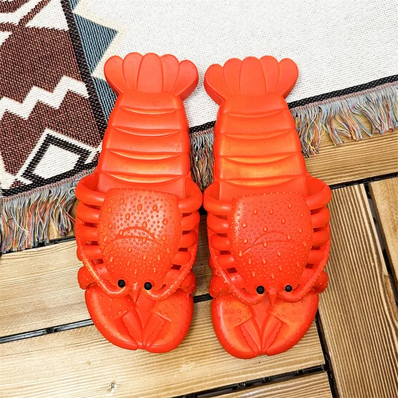 Funny Slippers Man Footwear Family Shoes Woman Sandals Plus Size 36-47 Summer Beach Shoes Boys Unisex Lobster Slippers 2023