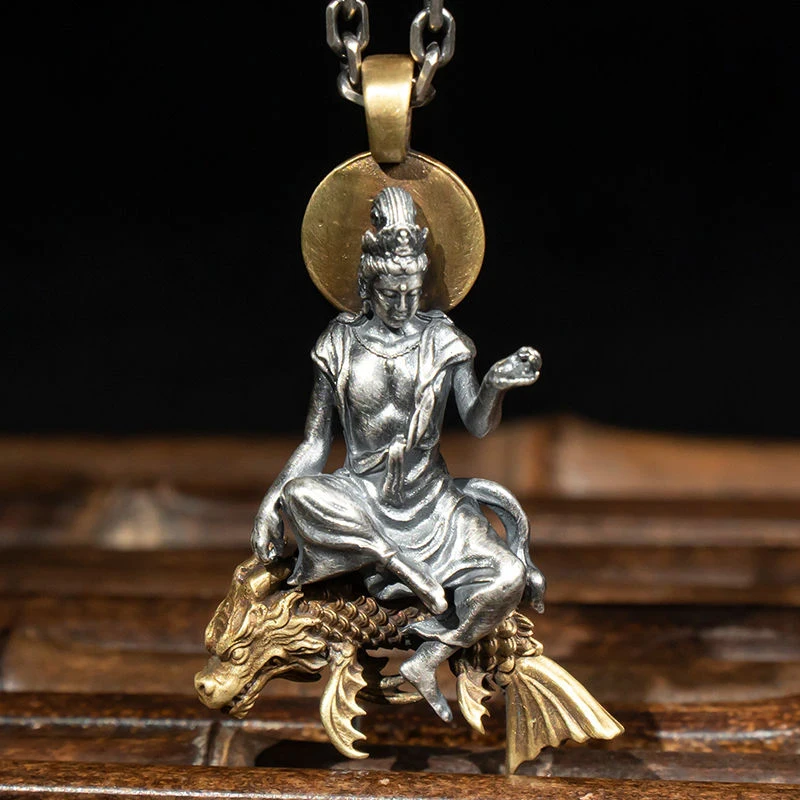 

New Retro Buddha Pendant Silver Necklace Zodiac Avalokitesvara Big Day Tathagata Male And Ladies Pendant Jewelry Accessories
