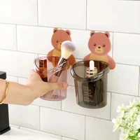 bathroom accessories bear hug toothbrush cup bathroom wall hung washing storage cup without punching and self adhesive storage