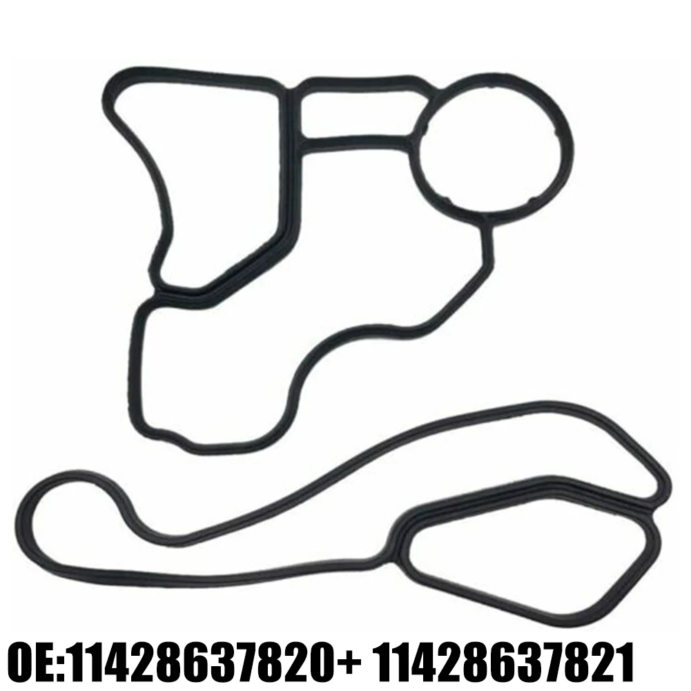 

2pcs Car Gaskets Engine Oil Filter Housing Gasket Cooler Seal Set For BMW E60 E61 E70 E71 E82 E90 11427525335+11427537293 Parts