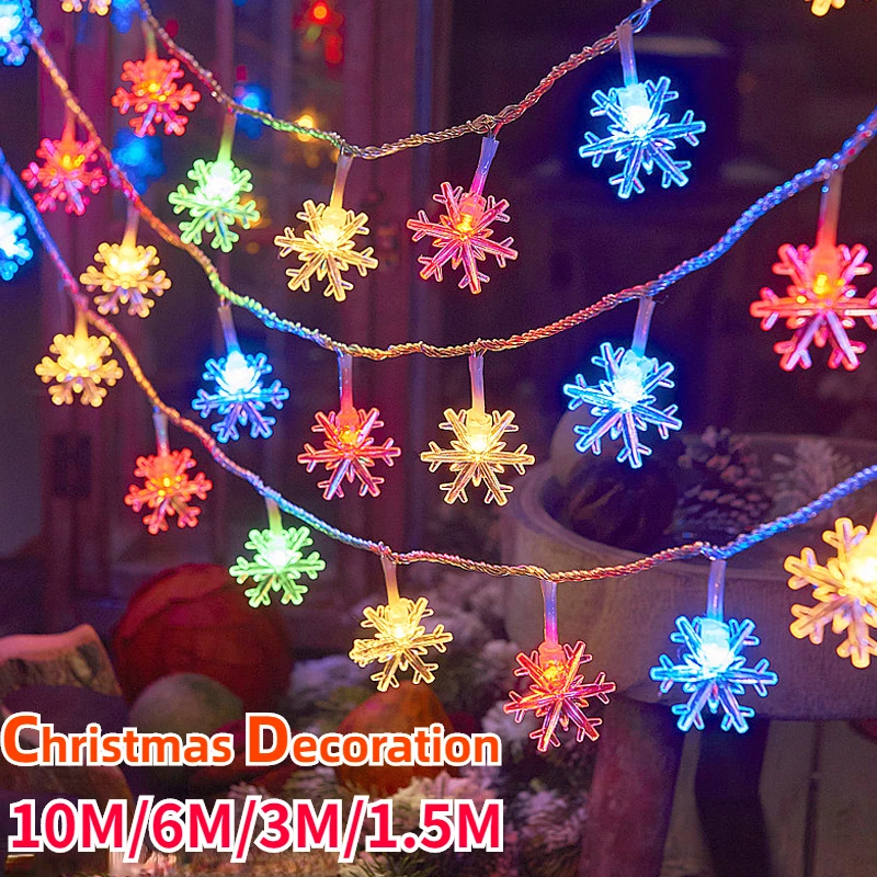 

СВЕТОДИОДНАЯ Гирлянда в виде снежинок, Рождественский декоративный светильник, гирлянда с теплым белым светом, украшение для дома, свадьбы,...