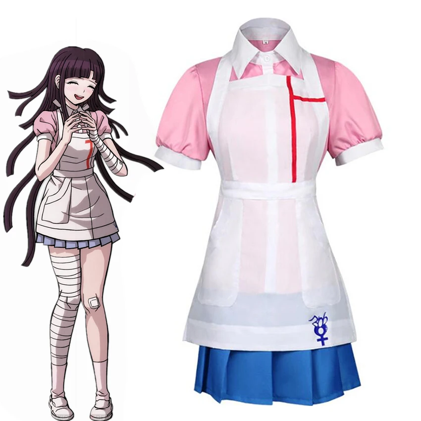 

Аниме Униформа Микан цумики из «данганронпа», одежда медсестры, горничной, костюм на Хэллоуин, женское платье, косплей, смешные аниме костюм...