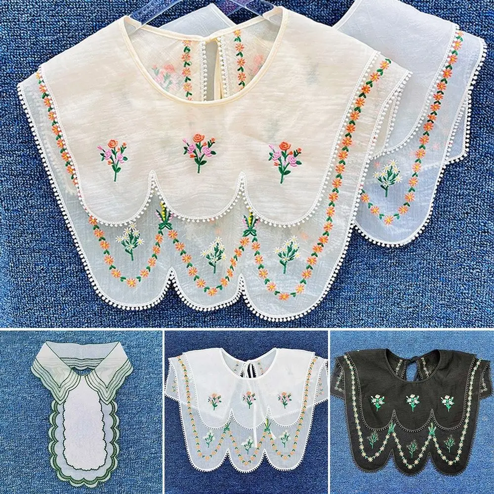 

Lace Floral Sunscreen Embroidery Shirt False Collar Wraps Mini Cape Women Shawl Doll Fake Collar Fake Collar