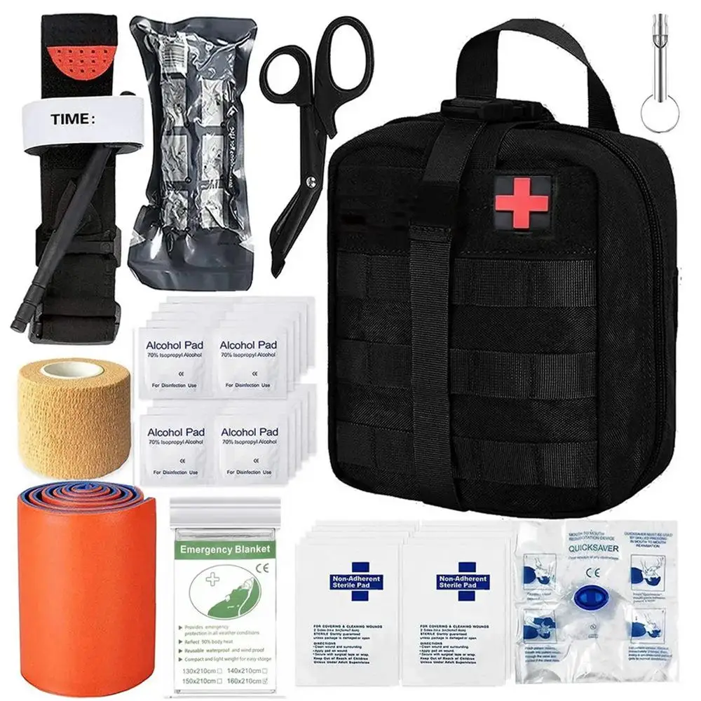 

20 Pcs Survival First Aid Kit Molle Gear Emergency Kits Trauma Bag For Camping Hunting Disaster Outdoor Adventures Survival Kit