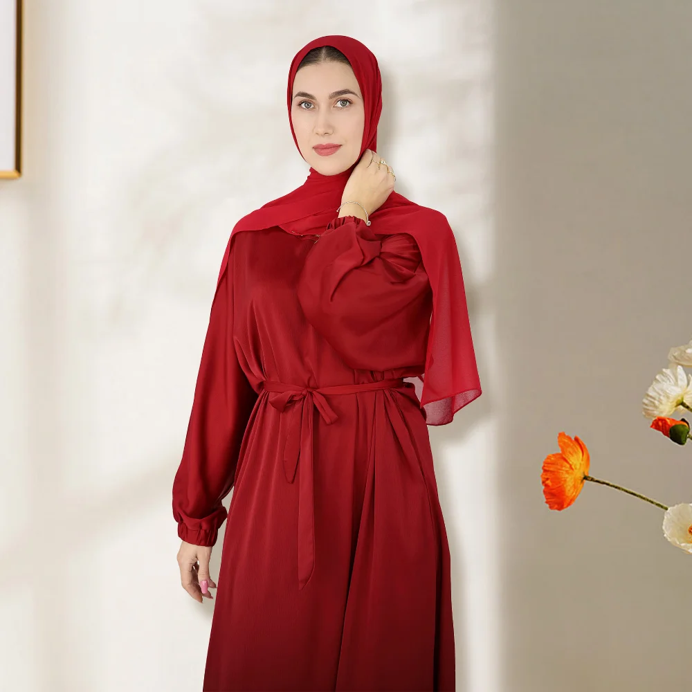2023 Basic Middle East Türkiye Solid Color Large Size Multicolor Robe Muslim Dress Kaftan Femme Musulman Abayas for Women
