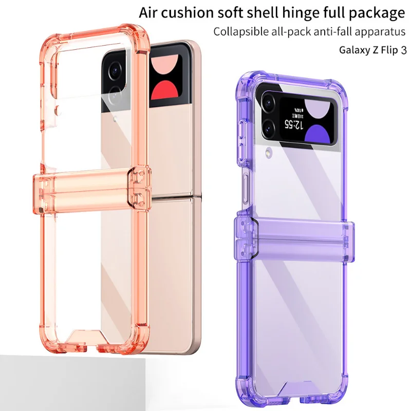 

Soft Silicone Clear Case for Samsung ZFlip4 Flip3 Folding Anti-Fall Transparent Protective Hard Cover for Samsung Z Flip4 Flip3