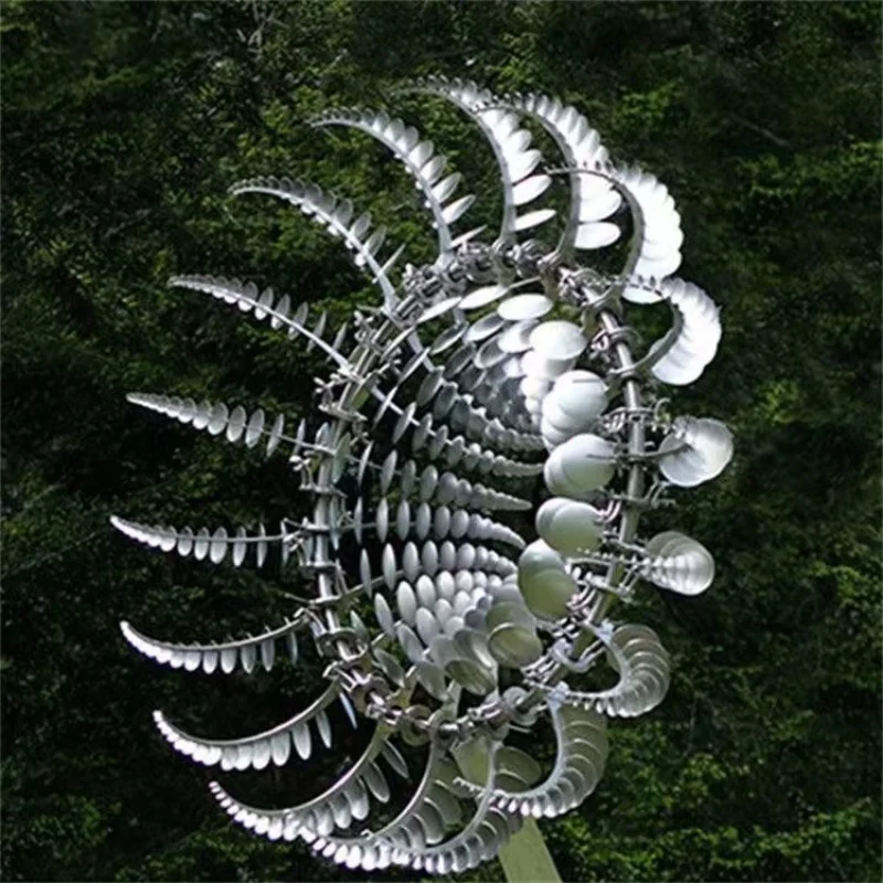

New Unique and Magical Metal Windmill 3D Wind Powered Kinetic Sculpture Lawn Metal Wind Solar Spinners Yard and Garden Decor