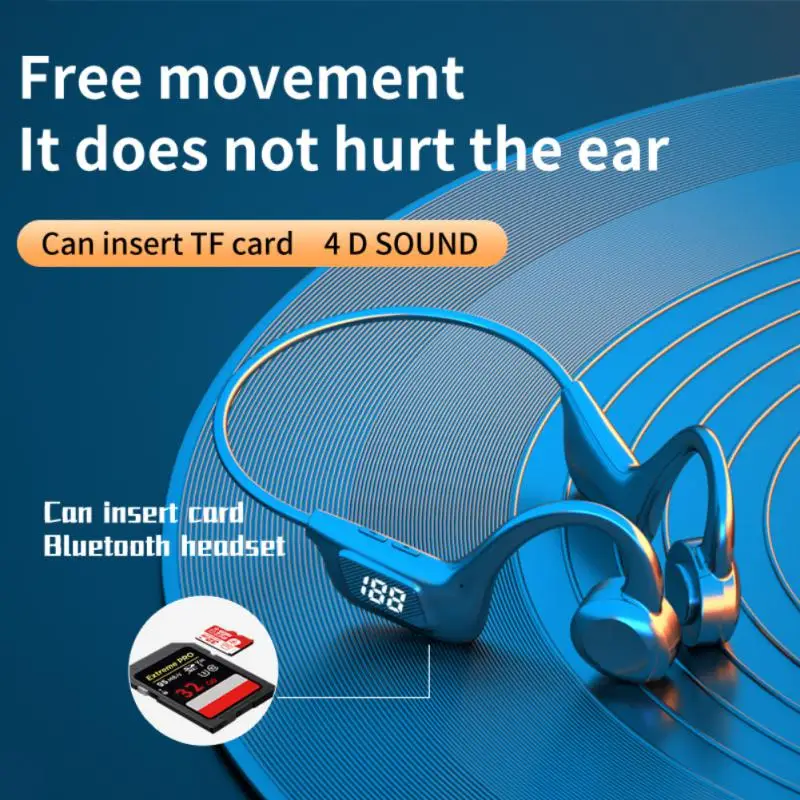 

150mah -compatible Earphone Digital Display Bone Conduction Headphone Sweatproof Stronger Battery Life Wireless Earbuds