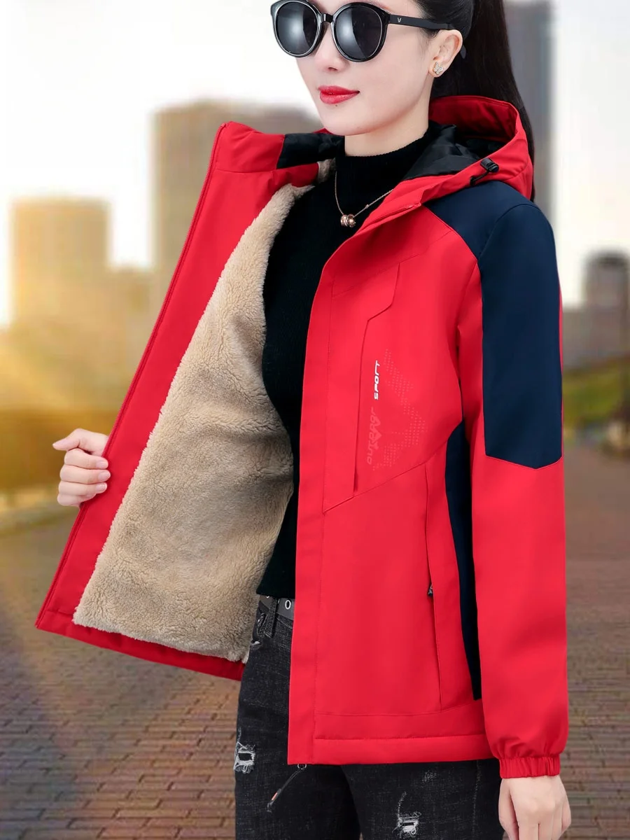 Woodpecker Outdoor Jacket Women Autumn and Winter 2024 New Fleece-lined Thick Loose Brand Cotton-padded jacket Outerwear