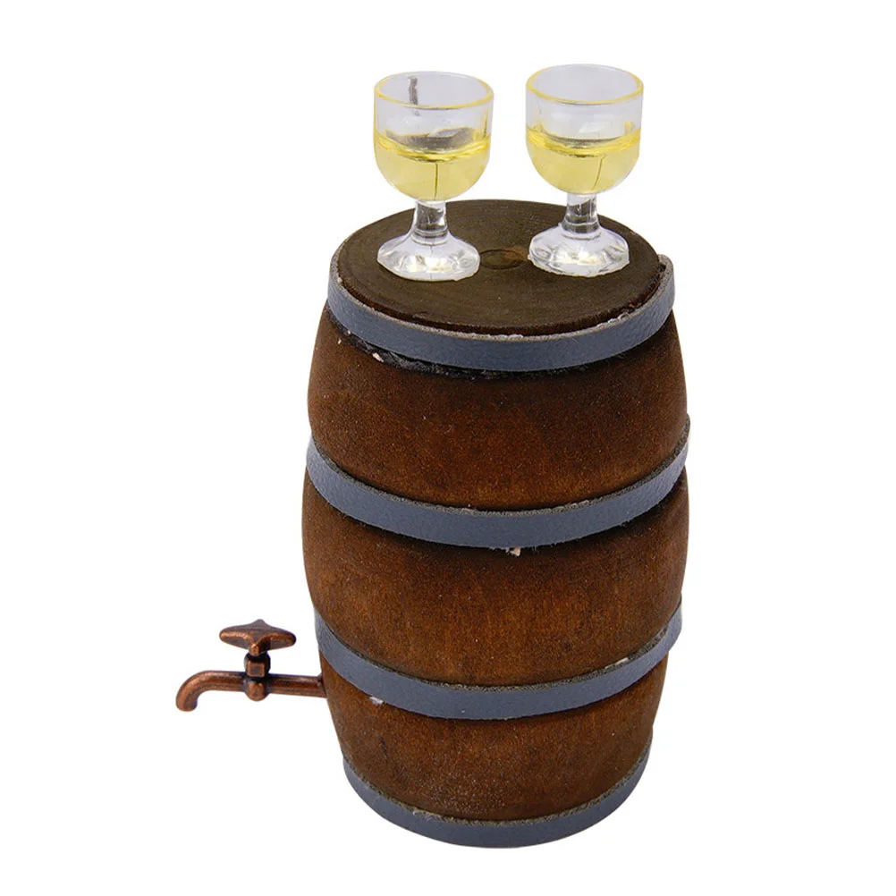 

1 set of Mini Beer Cask with Cups Doll House Accessories