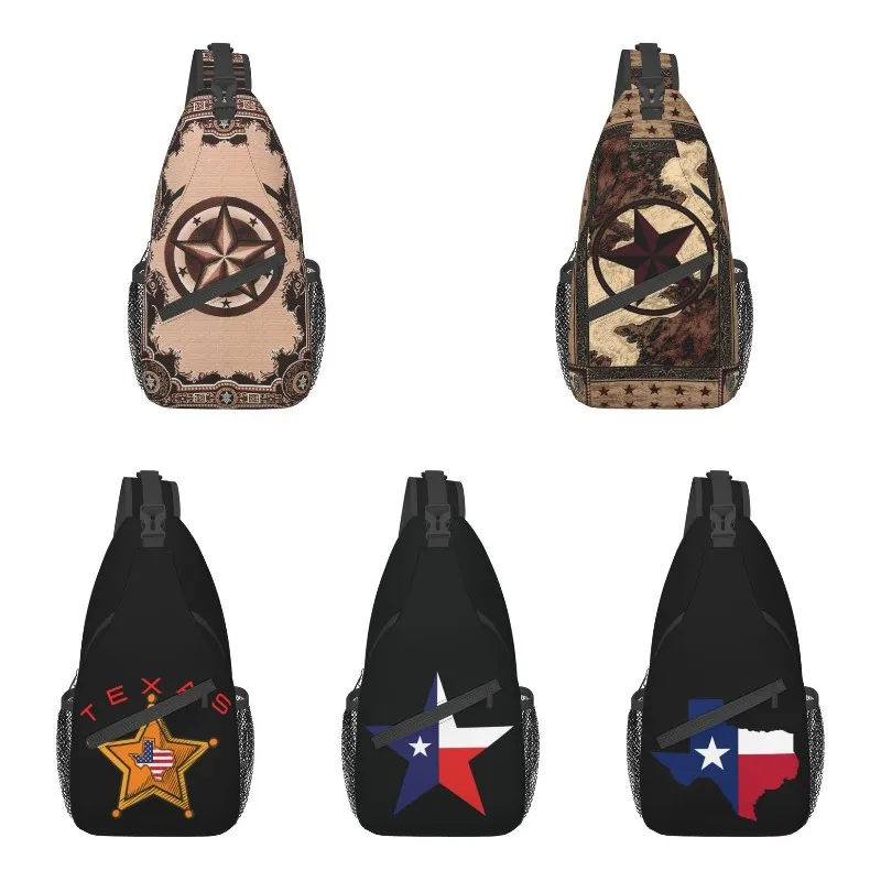 Cool Woven Western Texas Star Rug Pattern Crossbody Sling Backpack Men Shoulder Chest Bags for Traveling