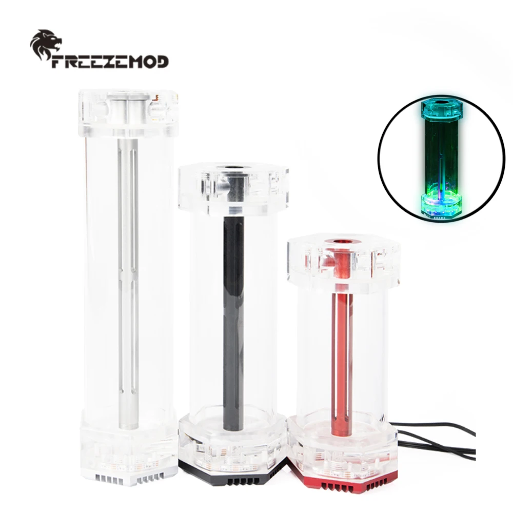 

FREEZEMOD Cuboid Reservoir OD60mm Hexagon Transparent Water Tank Colorful 196ml/294ml/392ml 5V RGB AURA Acrylic Liquid Box