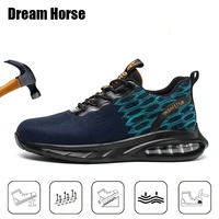 new flying woven mens safety shoes anti smashing anti puncture steel toe shoes pu air cushion wear resistant bottom work shoes