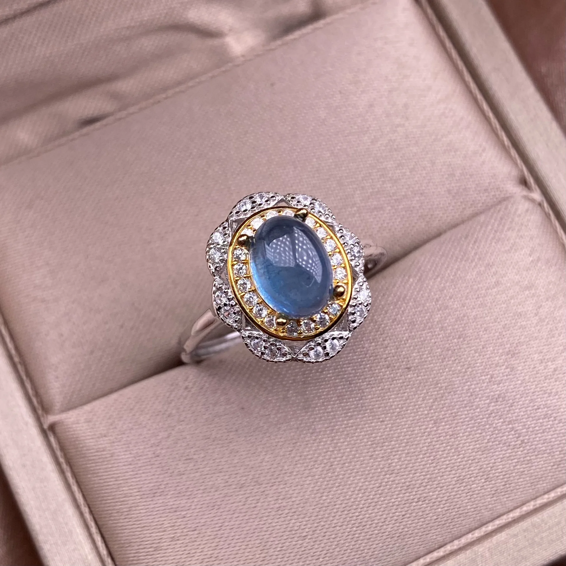 HOYON натуральное морское синее сокровище женское кольцо s925 стерлингового серебра