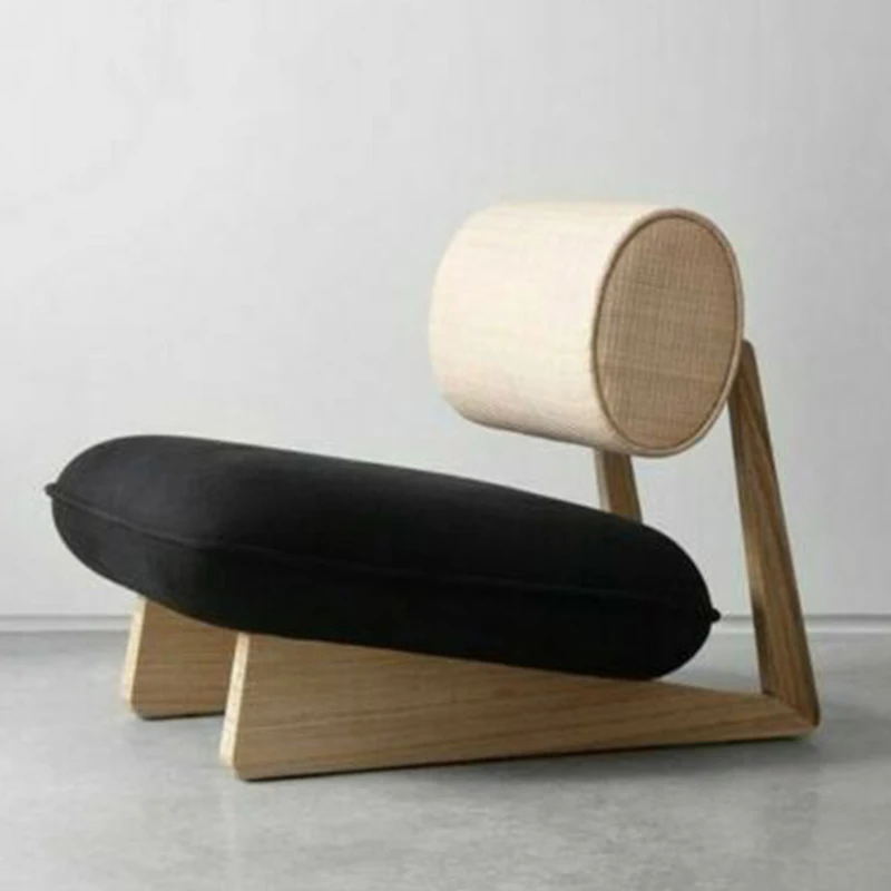 

zq Japanese Restaurant Simple Solid Wood Fabric Armchair Guest Room Leisure Chair Single Sofa