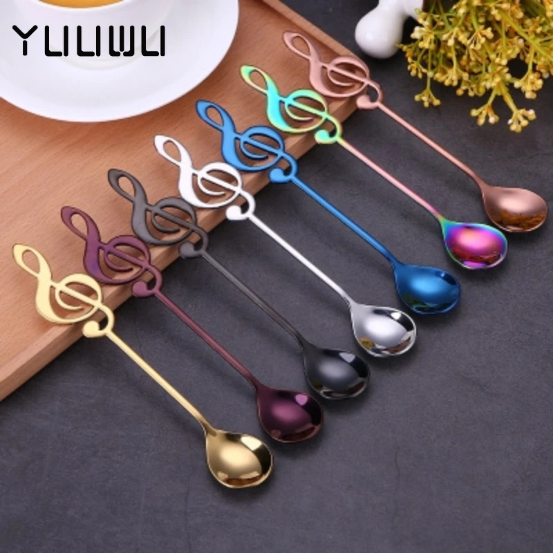 

1PCS Creative Musical Spoon Creative Cute Teaspoons Stainless Steel Staff Musical Notation Shaped Coffee Spoons