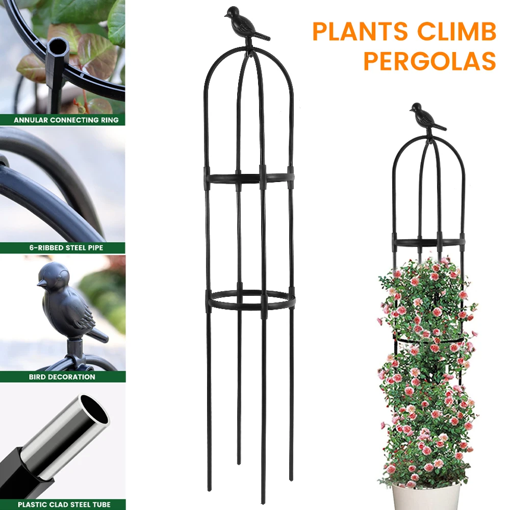 

Garden Obelisk Trellis Plant Support Cages Stand DIY Tower Obelisk Heavy Duty Strong Tubular Plant Cage Climbing Plants Support