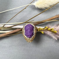 personality purple pixiu semi precious stone girl ring retro palace style fashion all match adjustable niche temperament jewelry