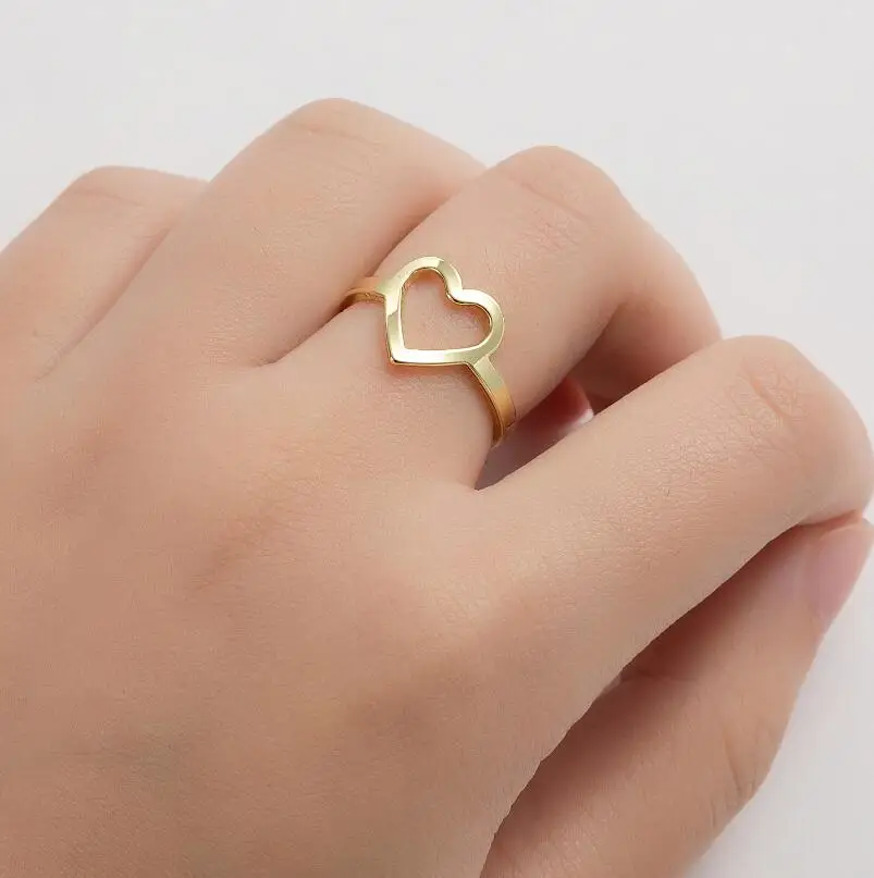 

Couples Love New Ring Stainless Steel Adjustable Finger Peach Heart Ring Metal Ring Jewelry