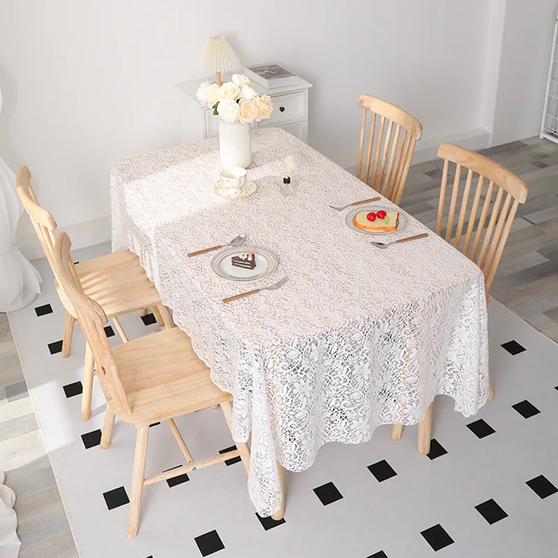 White Crochet Lace Table Cover Wedding Decor Hollow Tablecloth Nordic Romance Table Covers