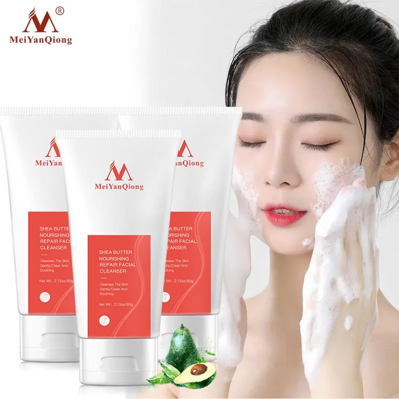 

3PCS Shea Butter Nourishing Facial Cleanser Skin Care Whitening Gentle Cleansing Skin Clean And Soothing Face Wash Foam Care