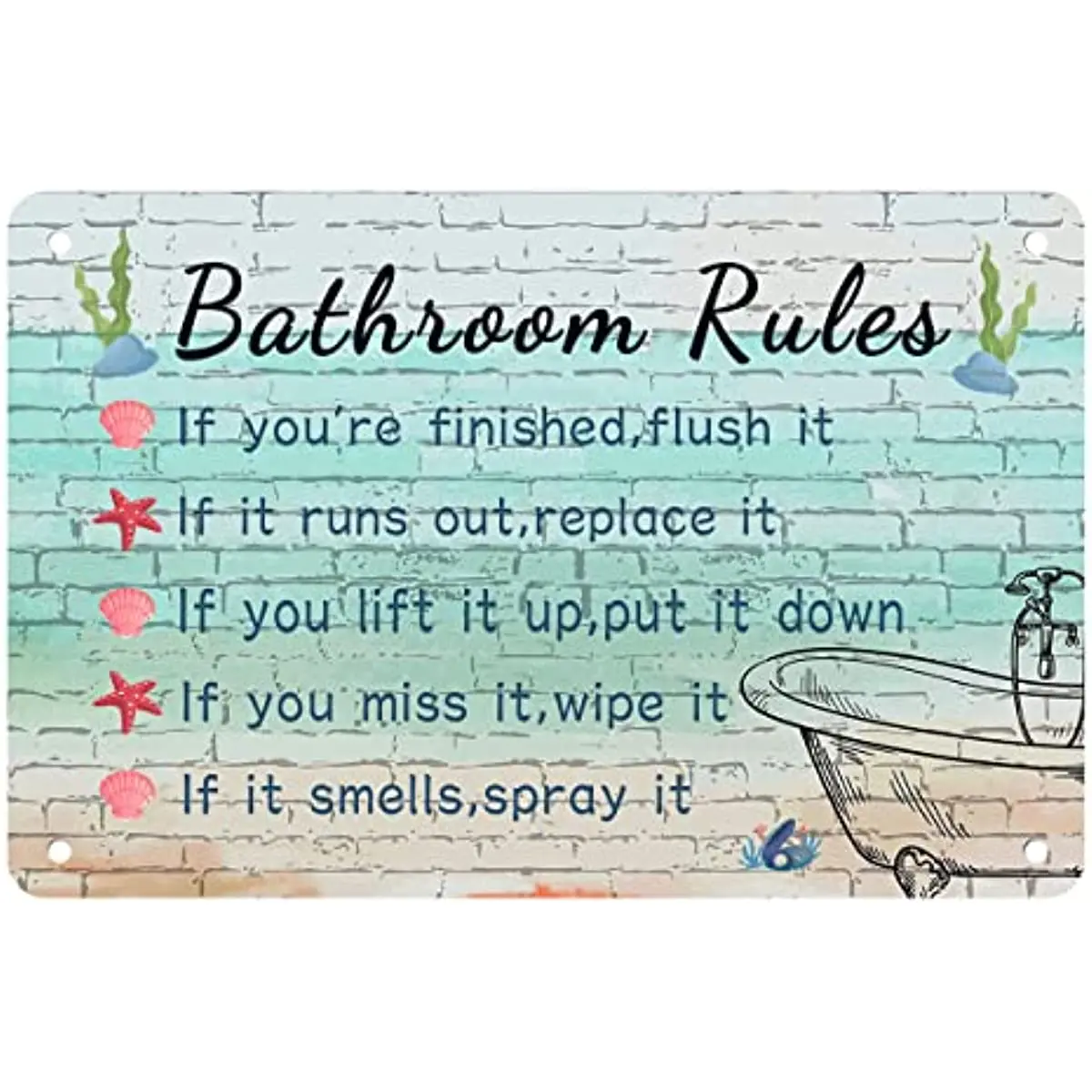 

Funny Bathroom Rules Metal Tin Sign Wall Decor Farmhouse Bathroom Quote for Toilet Restroom Washroom Home Decor Gifts