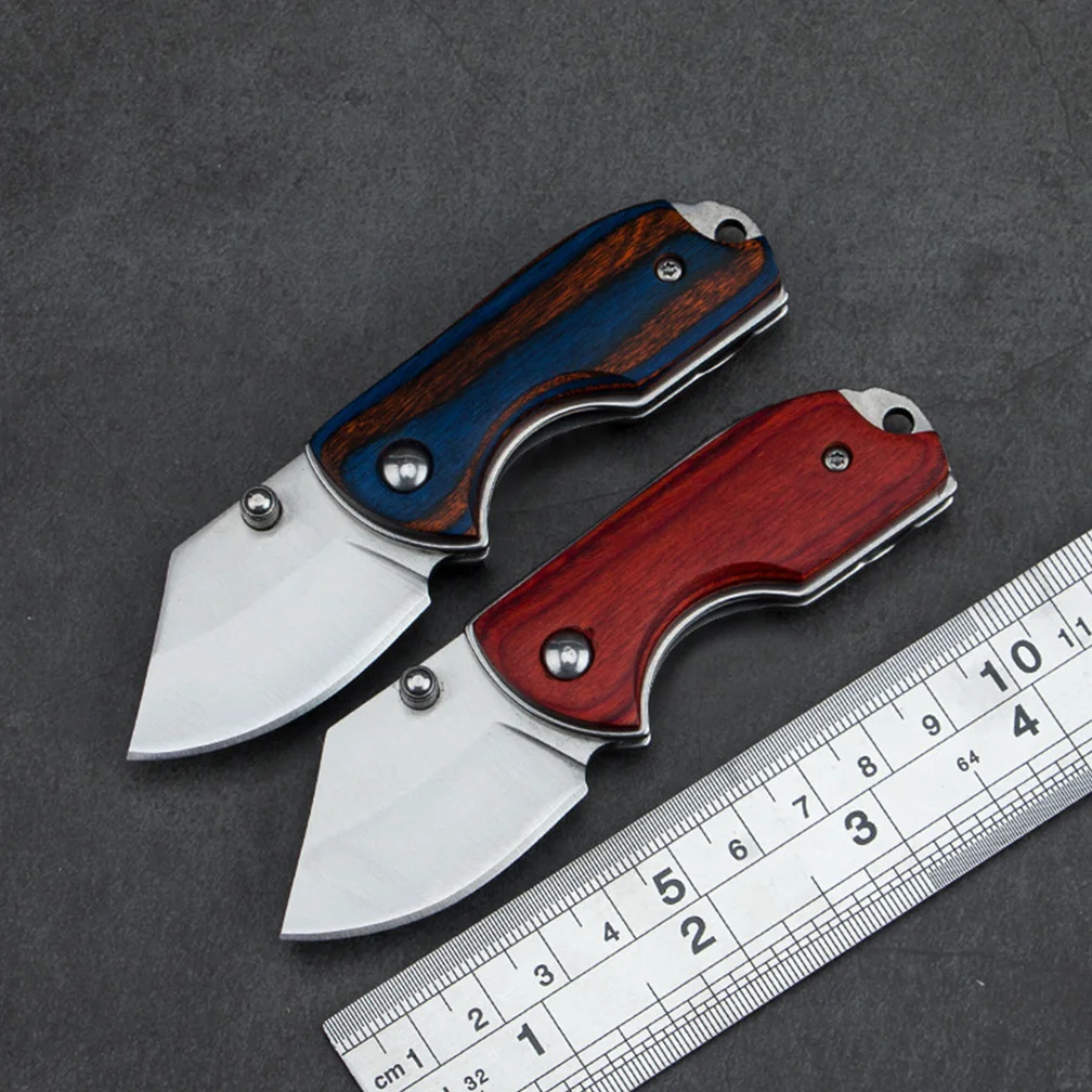 Мини складной нож с высокой твердостью ручка D2 цветной деревянный карманный для