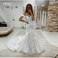 oimg off the shoulder lace applique mermaid wedding dresses spaghetti straps sweetheart sweep train bridal gowns modern robes