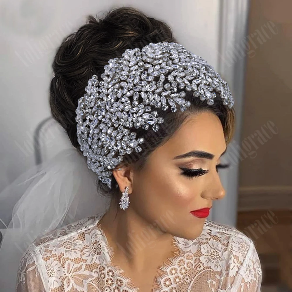 

New Luxury Wedding Hairband for Women Handmade Princess Crystal Bride Prom Party Headdress Western Bridal Headband Headwear