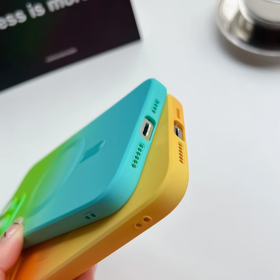 Gradient Soft Silicone For Magsafe Magnetic Wireless Charging Case for iPhone 14 13 12 11 Pro Max 14 Plus Matte Shockproof Cover