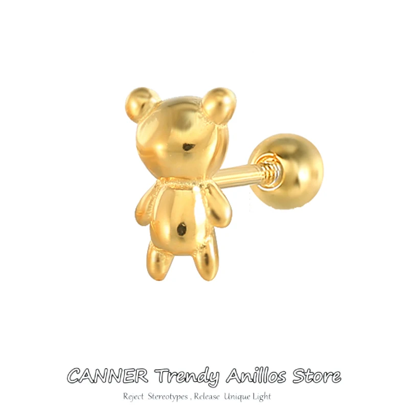 

CANNER оригинальные серьги-гвоздики в виде медведя, Серебристые серьги в форме медведя, золотистого цвета, серьги-гвоздики для женщин, подарок на день рождения, украшение