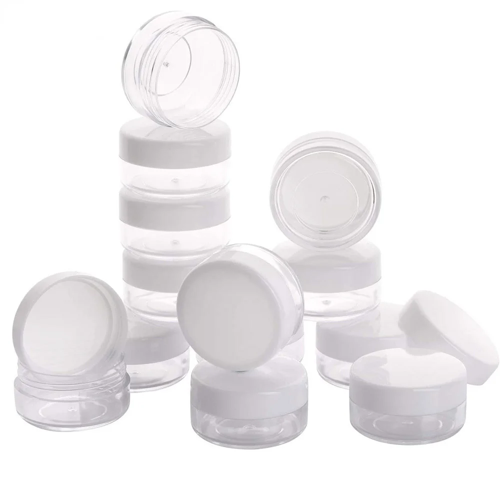 10pcs 10g/10ml Refillable Plastic Cosmetic Clear Container jars with Screw-on White Lids Sample Bottle Eyeshadow Makeup - Цена: 191.74